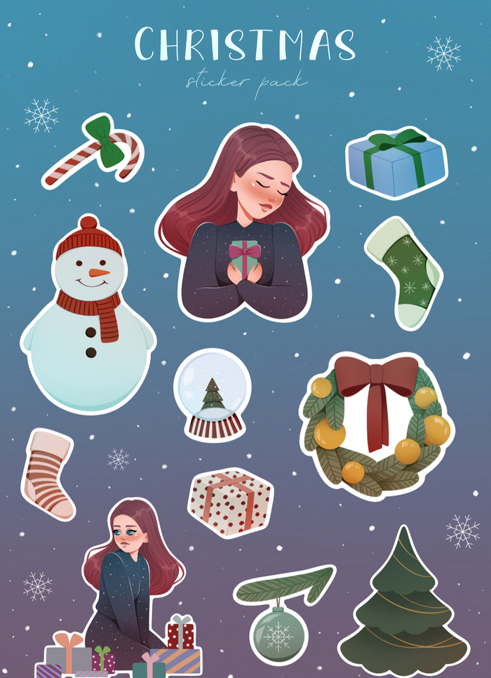 Стикерпак на рождественскую тему