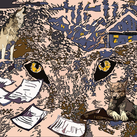 Иллюстрация к сборнику рассказов Г. Рудягина. Смешан. техника.