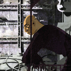 Едет в лифте