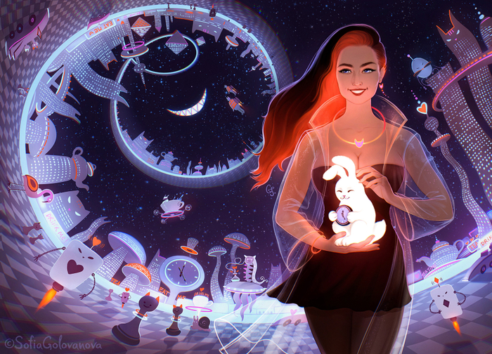 Алиса в стране чудес в стиле киберпанк