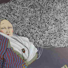 "Мария--Антуанетта"(90х64см.акрил,тушь,перо,бумага.2012г.)