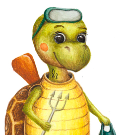 Черепашка Леха, любит море и подводную рыбалку