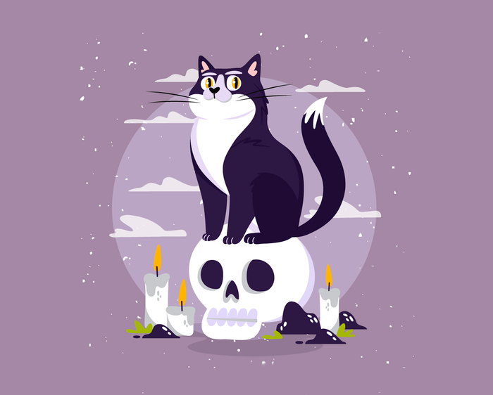 Halloween illustration. Vampire cat. Vector illustration for Freepik