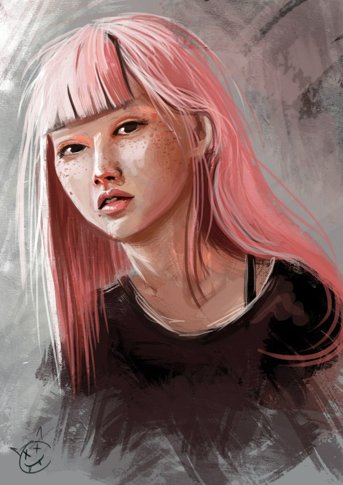 Девушка с розовыми волосами