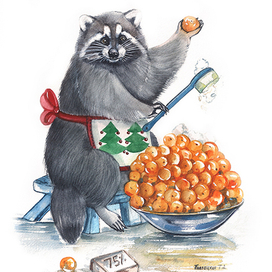 Енот и тазик мандаринов