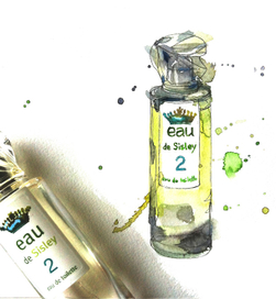 Флакон аромата Sisley, акварель