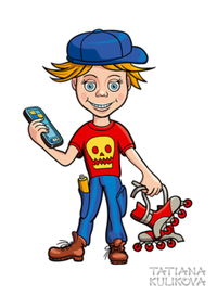 Персонаж школьник. Векторная графика.