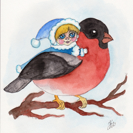 Маленькая фея на снегире