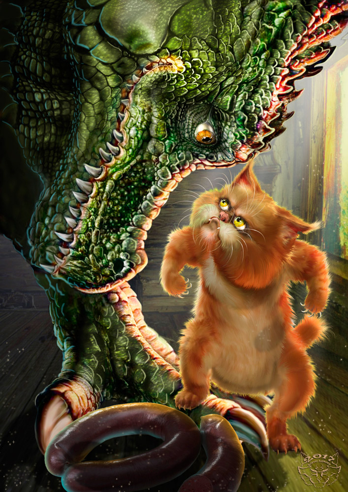 Обложка для книжки- Кот и Дракон