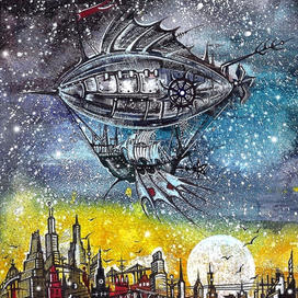 Дирижабль над городом...