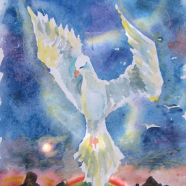 Птица. Акварель.