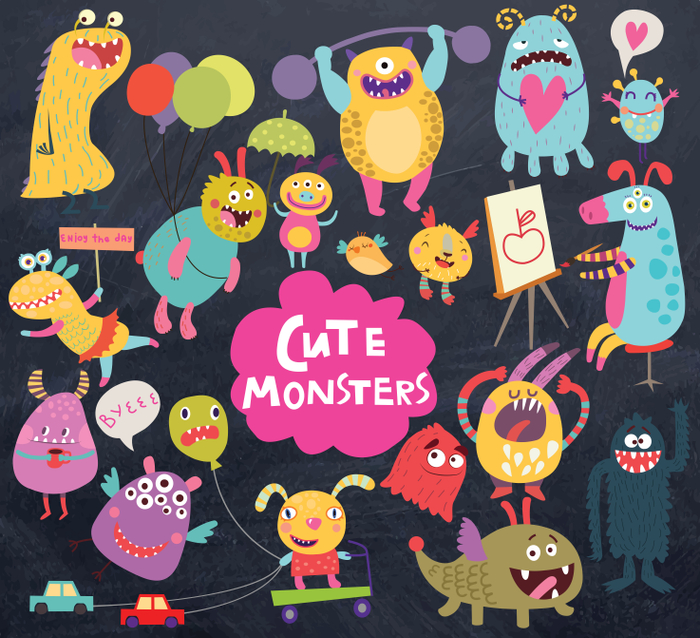 набор детских векторных монстров