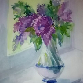 Сирень Акварелью