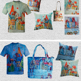 "Цветные домики" Функциональные текстильные изделия с мотивами моих рпбот.