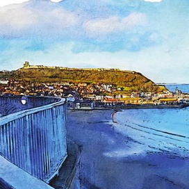 Postcard/ Scarborough View of the fortress from the balcony of the Grand Hotel Открытка "Скарборо, вид на крепость с балкона Гранд Отеля"