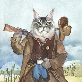 Кот-ковбой с Дикого Запада