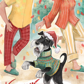 Серия открыток "Новогодние собачки"