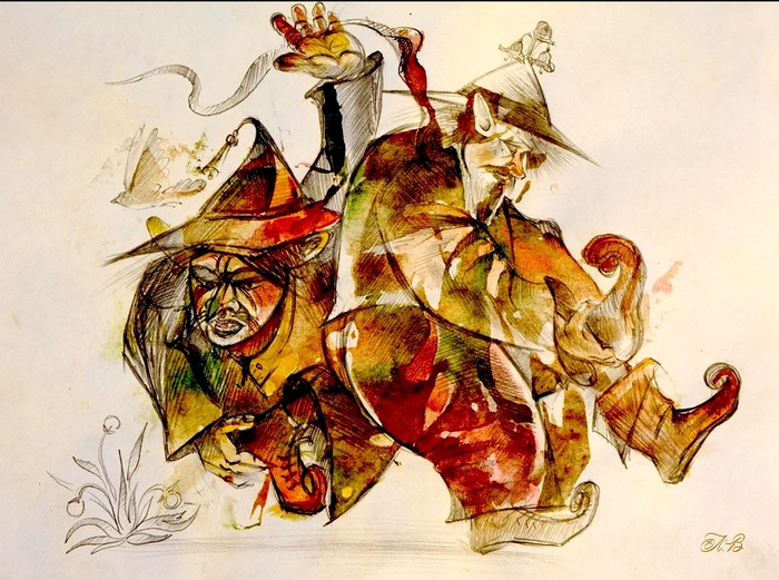 Иллюстрация. Гномы борцы.