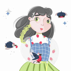 Девушка с птицами