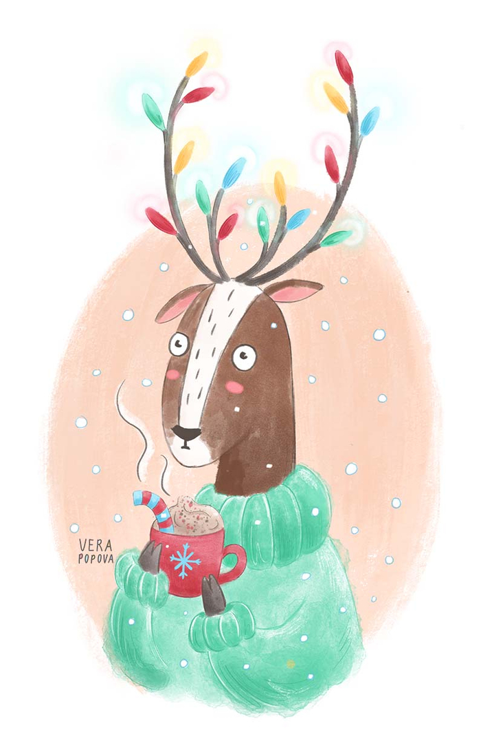 Персонаж Рождественским Олень для кофейни
