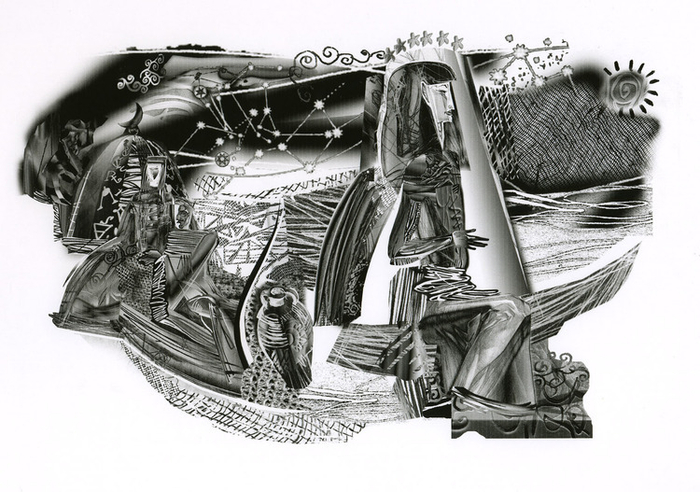 Разворотная иллюстрация к роману Милорада Павича "Хазарский словарь"