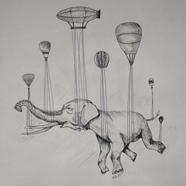 слон с воздушными шарами