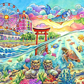 Иллюстрация для пляжного полотенца