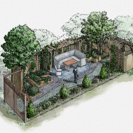 Участок с летним павильоном (вариант)