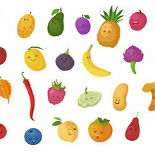 Веселые персонажи фрукты и овощи