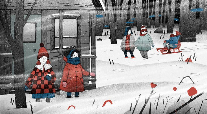 Иллюстрация для книги про варежки.