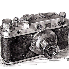 фотоаппарат Зоркий С, натурная зарисовка