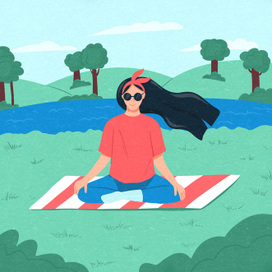 Девушка на берегу озера