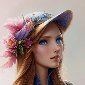 Девушка в кепке с цветами