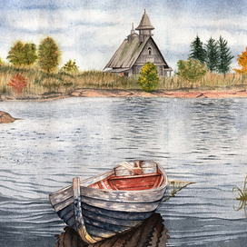 Лодка на озере.