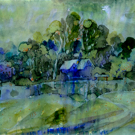 Моросящий дождь. Акварель. 30х40. продаётся