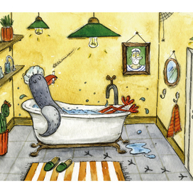 Друг Чайка в ванной!