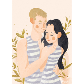 Illustration for a couples lovers