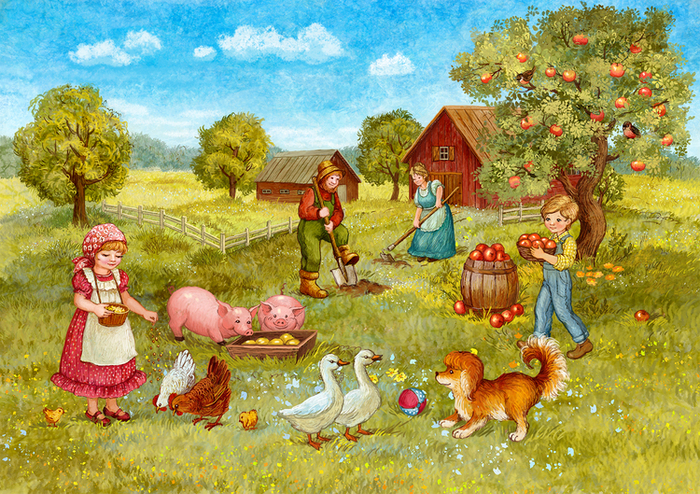 Ферма. Иллюстрация-обложка для игрового набора