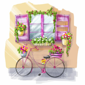 Велосипед и цветы
