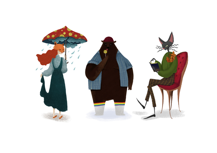 Кот, лиса и мишка