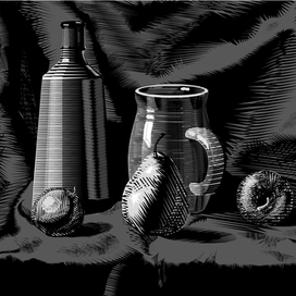 Натюрморт-гравюра , растровая графика, февраль 2017