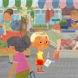 Фон для мультфильма "Ася и Вася", серия Рынок