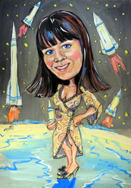 Шарж-девушка с ракетами