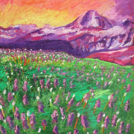 Пейзаж масляной пастелью