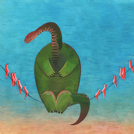 Динозавр желает познакомиться с птичками