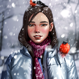 девочка и снегири