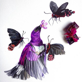 Скворец и бабочки