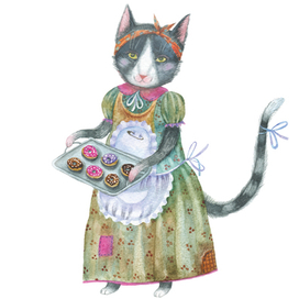 Кошка с пончиками