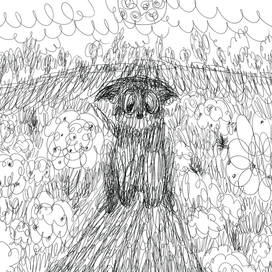 собачка в поле