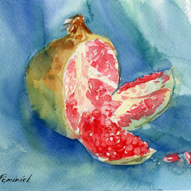 гранат на бирюзовом